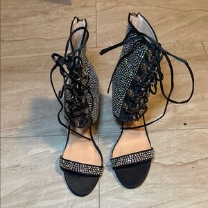 Chic Black and Silver Women's Heels